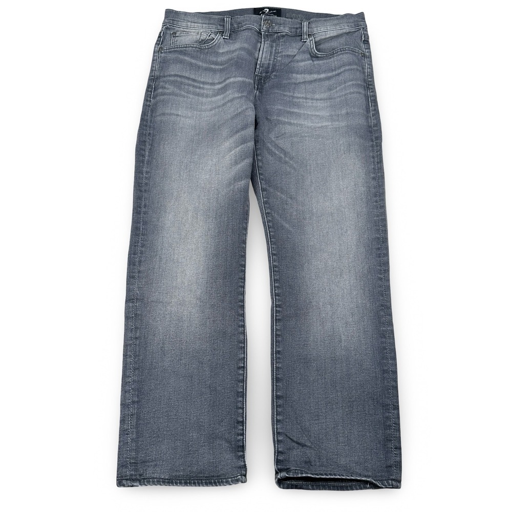 7 For All Mankind Slimmy Luxe Performance Gray Slim Straight Jeans Mens 34x32